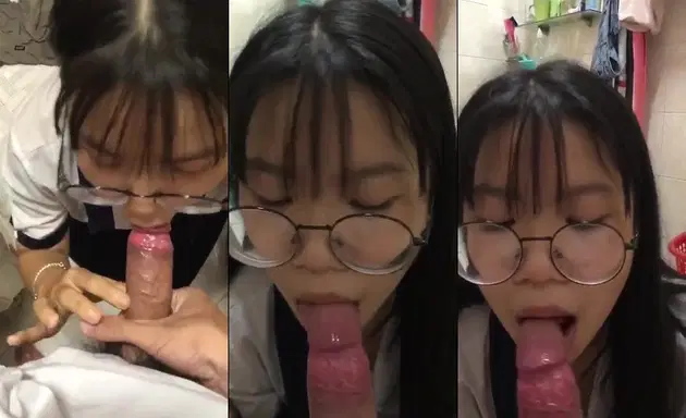 Đưa bé sinh viên tan học về nhà em chưa kịp thay đồ đã bú cu nuốt tinh trong wc phòng em